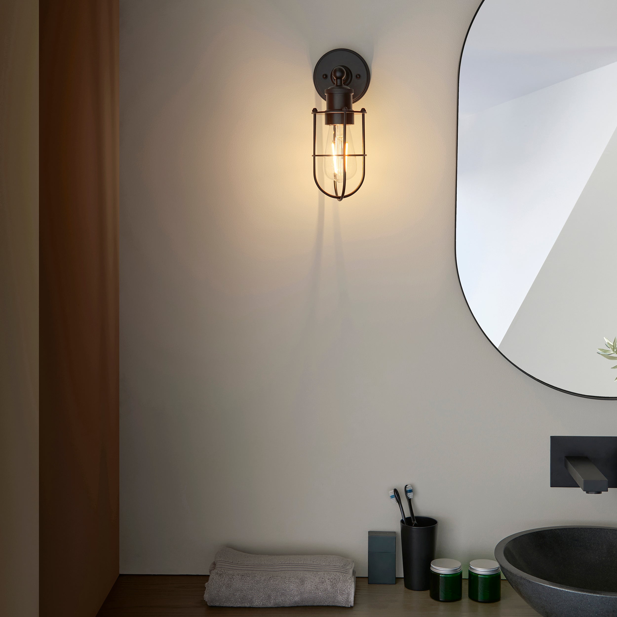 Utopia Aviary Single Wall Light - Matt Black