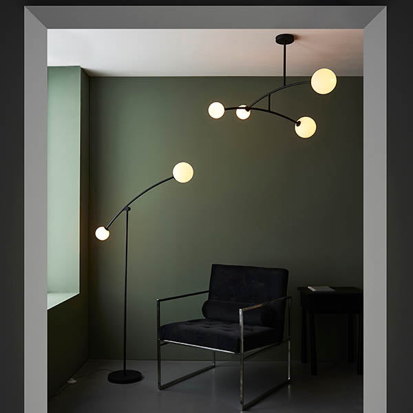 Utopia Moon 2 Light Floor Lamp - Matt Black