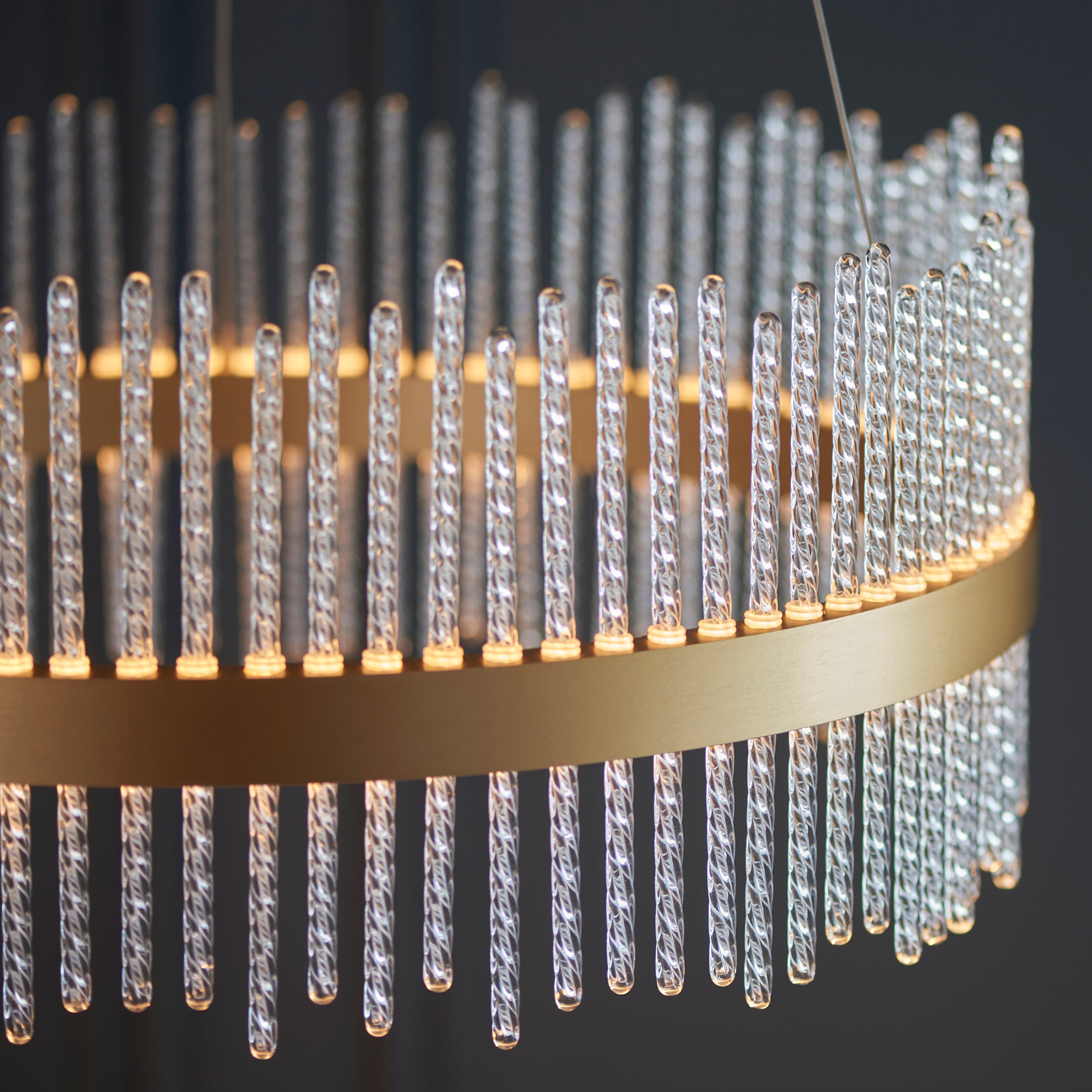Utopia Twist Medium Pendant - Brushed Gold Plate & Clear Glass - 51cm Diameter