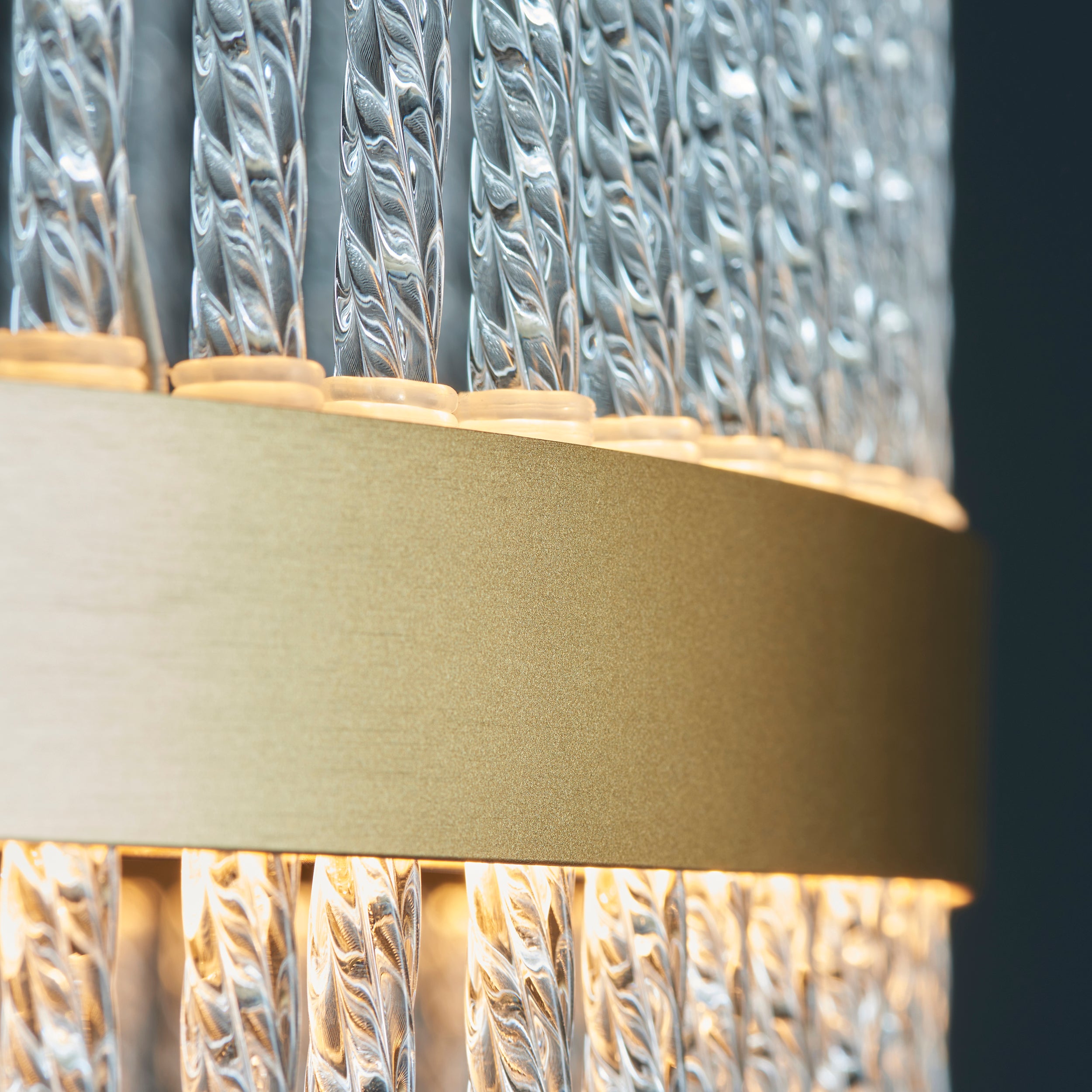 Utopia Twist Medium Pendant - Brushed Gold Plate & Clear Glass - 51cm Diameter