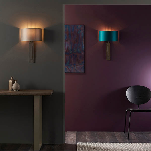 Utopia Art Deco Wall Light - Brushed Bronze And Mink Shade