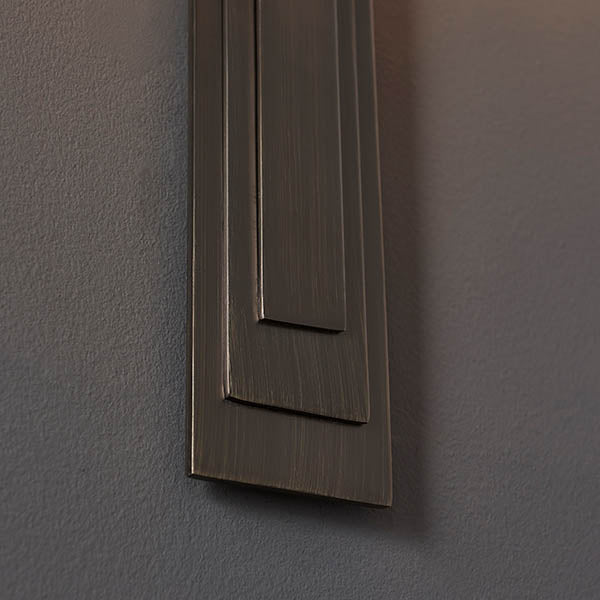 Utopia Art Deco Wall Light - Brushed Bronze And Mink Shade