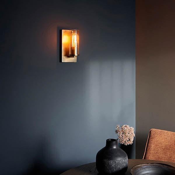 Utopia Swirl Wall Light - Brass Patina With Champagne Tinted Glass