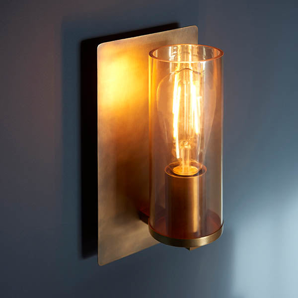 Utopia Swirl Wall Light - Brass Patina With Champagne Tinted Glass