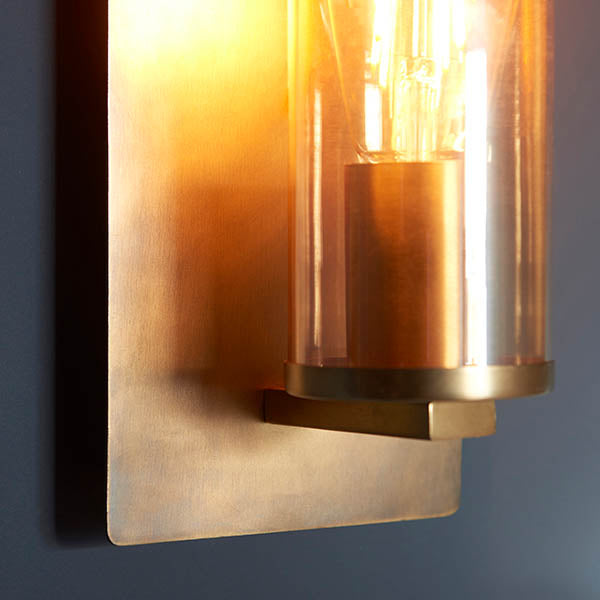 Utopia Swirl Wall Light - Brass Patina With Champagne Tinted Glass