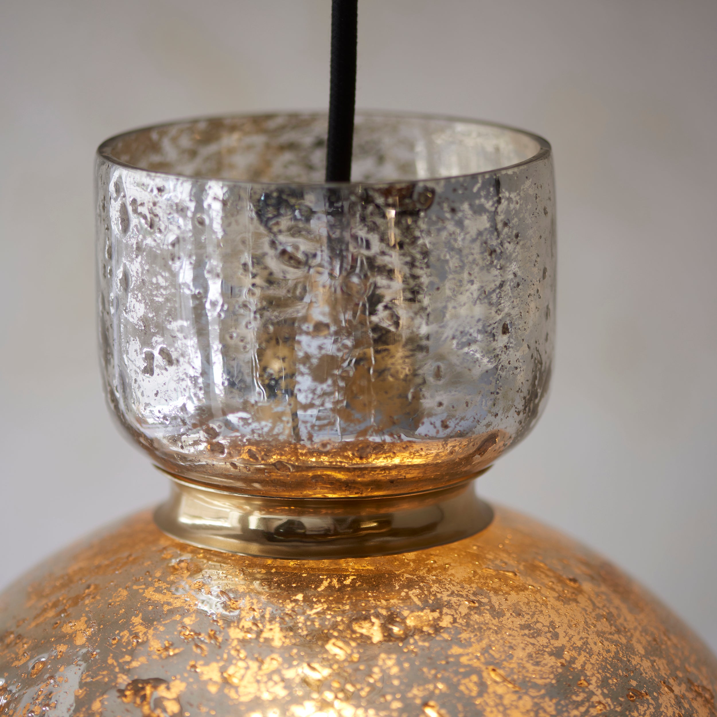Utopia Cosmos 1 Light Pendant - Brass & Mercury Glass