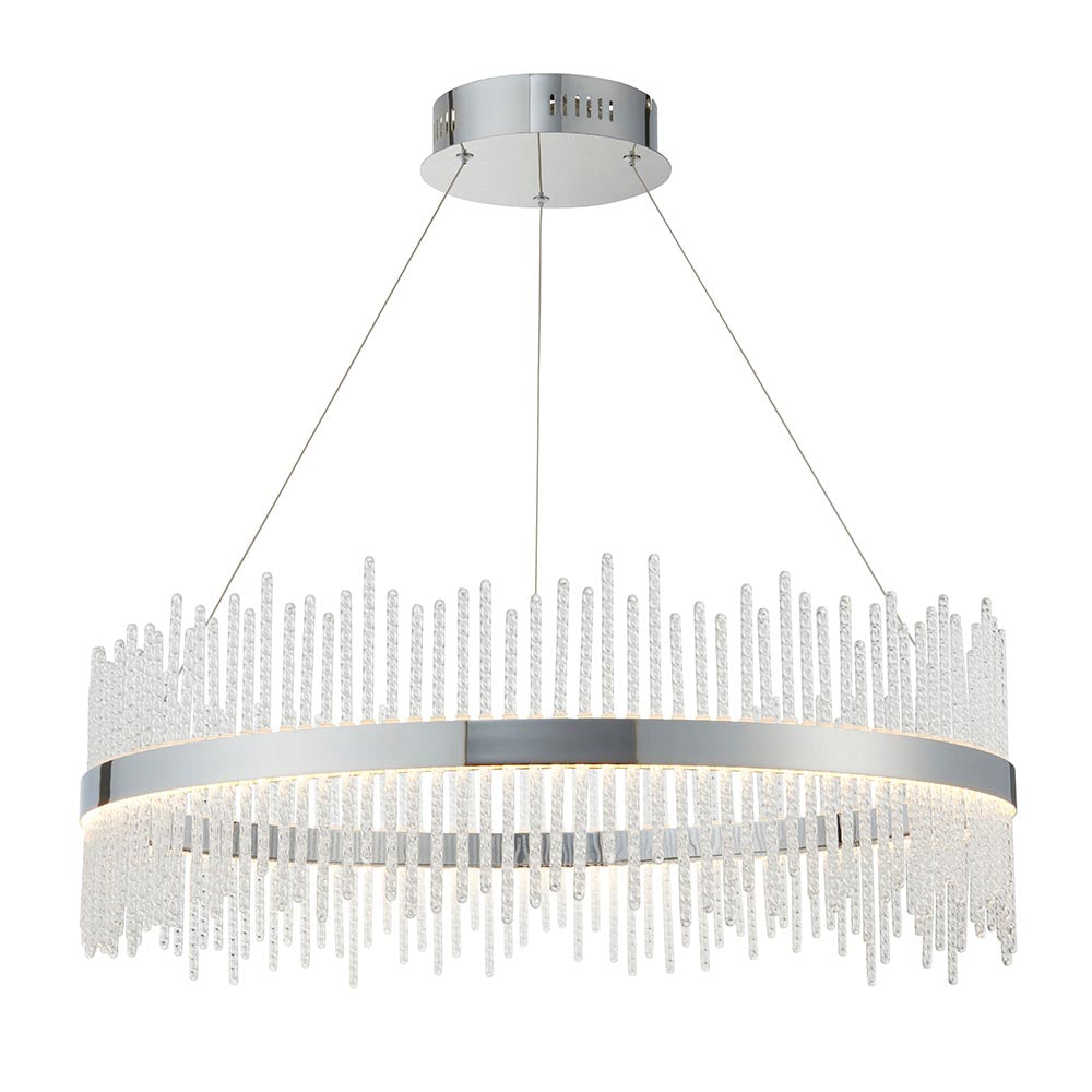 Utopia Twist Large Pendant - Chrome Plate & Clear Glass - 70cm Diameter
