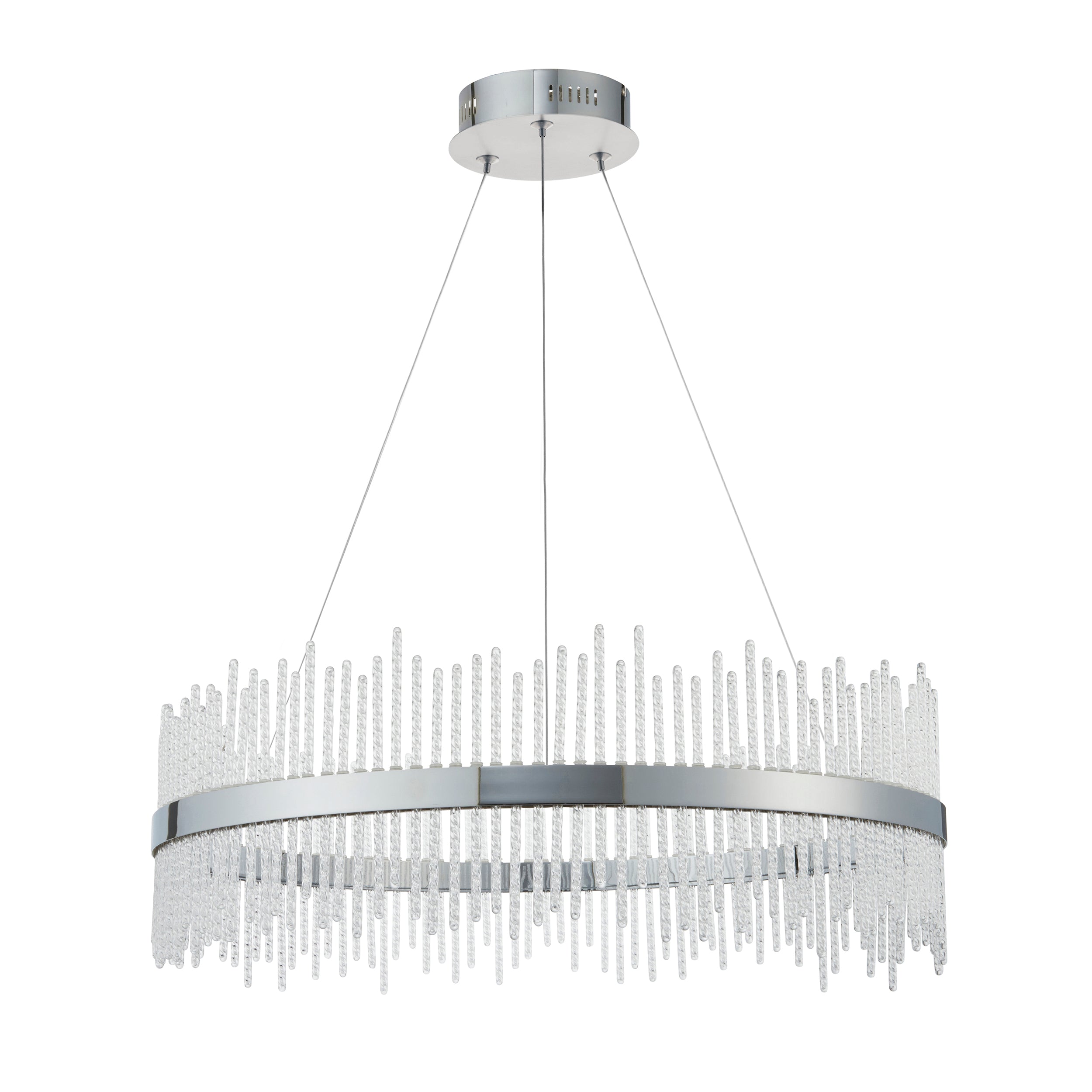 Utopia Twist Large Pendant - Chrome Plate & Clear Glass - 70cm Diameter