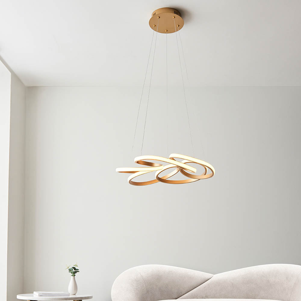 Utopia Whirl Multi Spiral LED Ceiling Pendant - Satin Gold