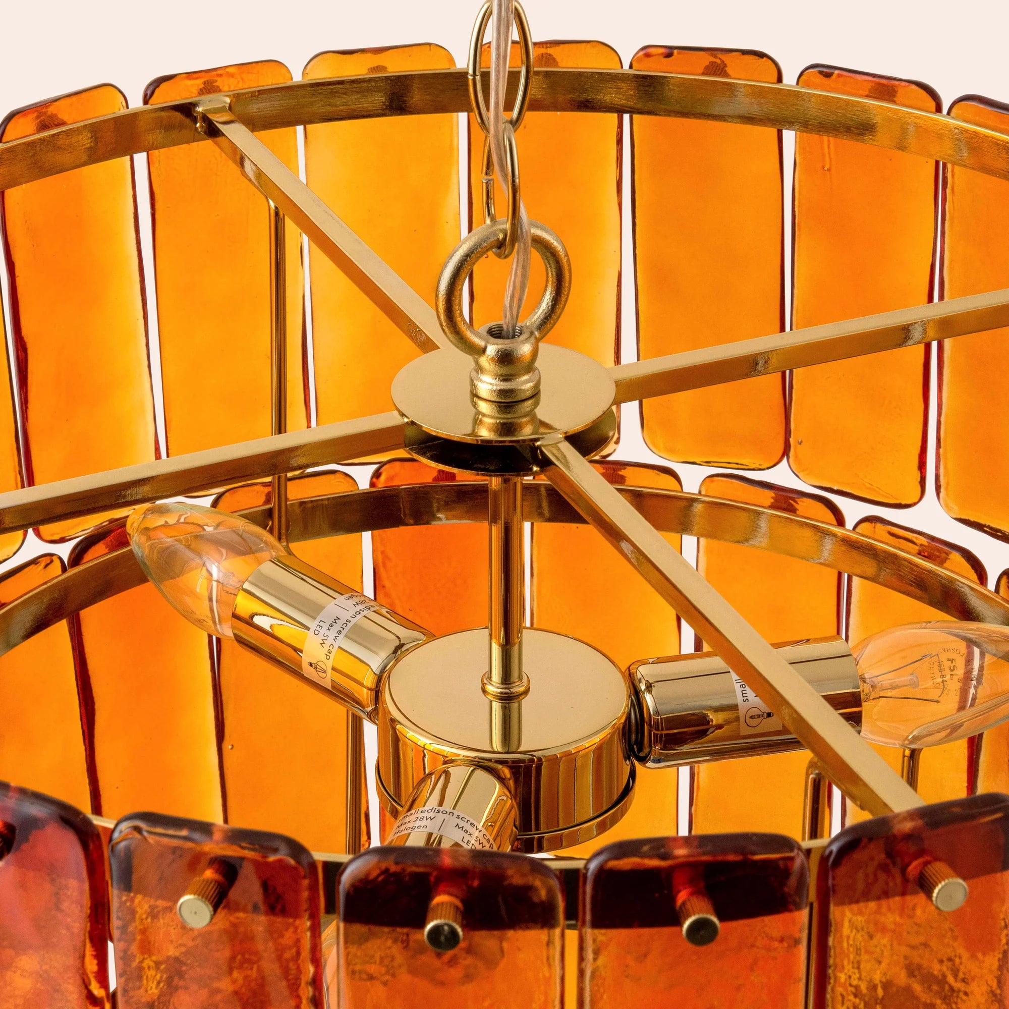 houseof. Amber Glass Lady Fingers Chandelier