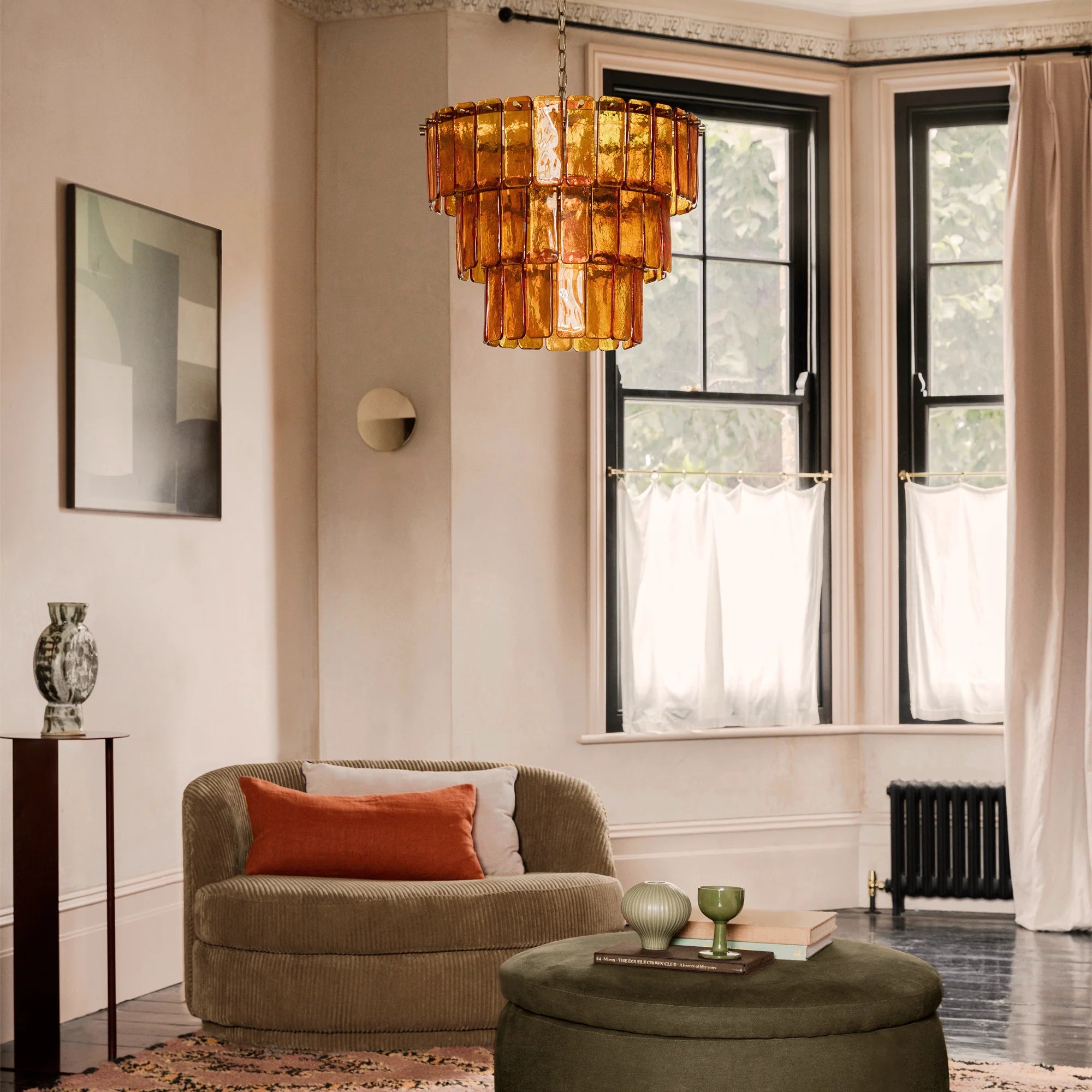 houseof. Amber Glass Lady Fingers Chandelier