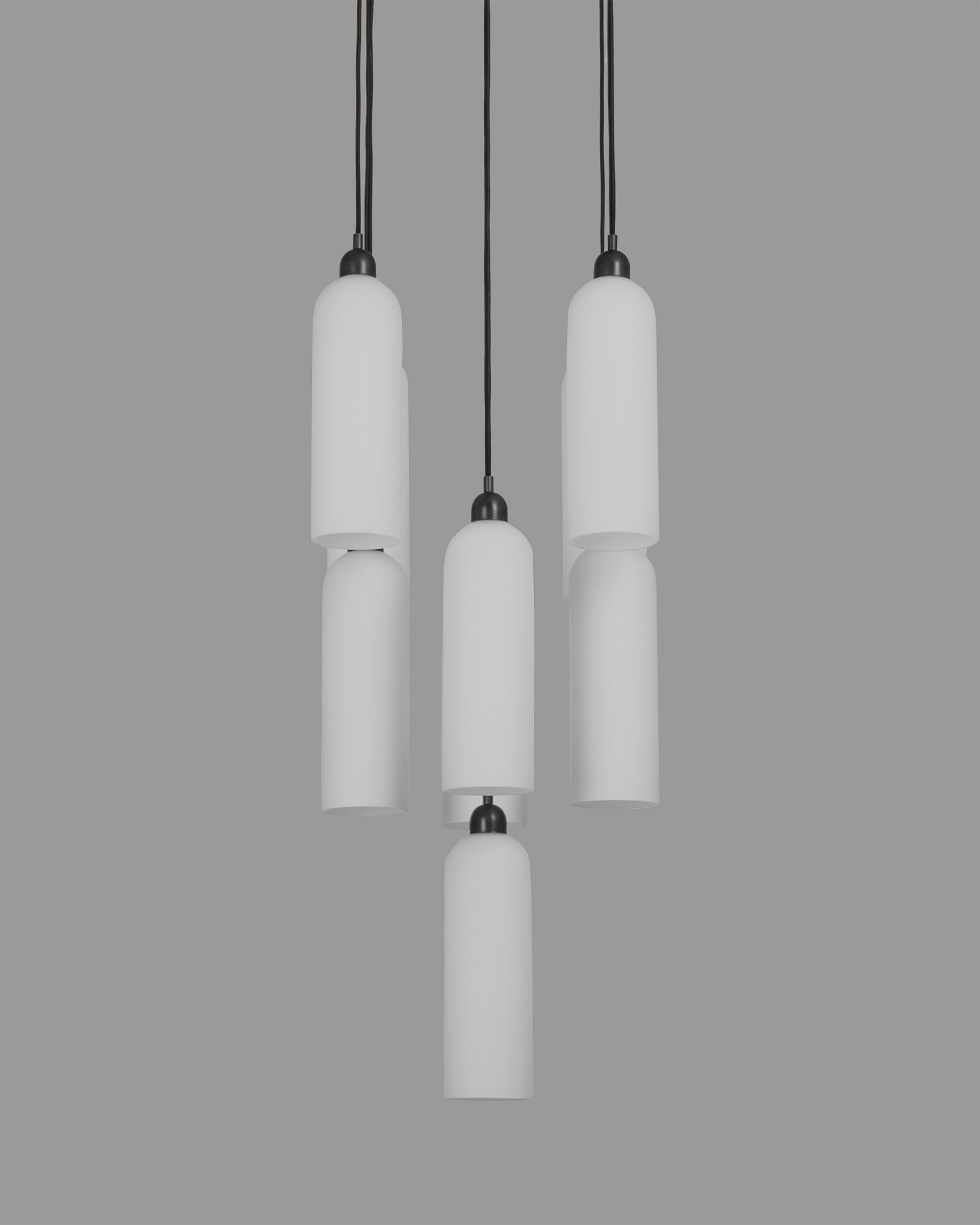 Schwung Odyssey Cluster 9 Light Chandelier - Opal Mat Glass