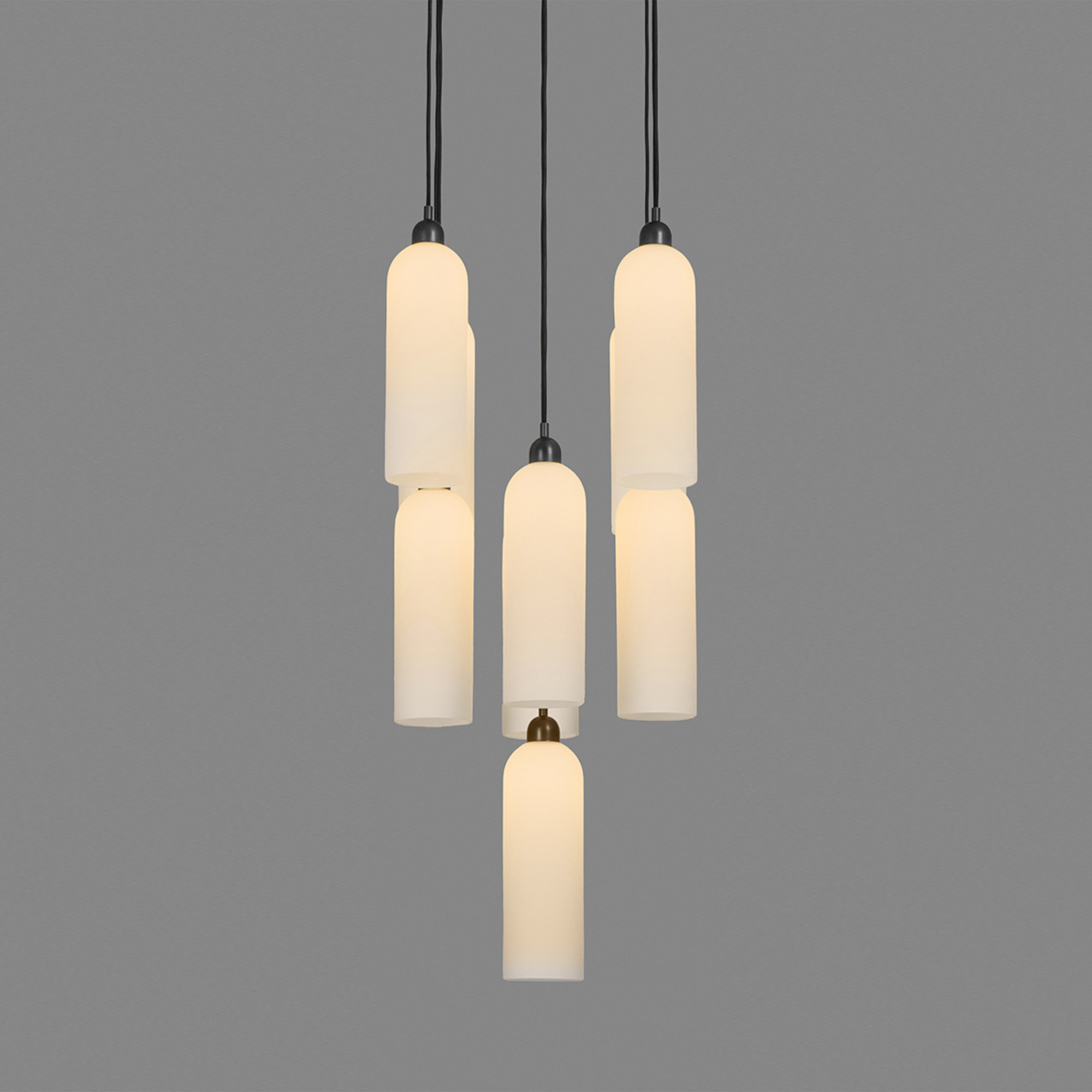 Schwung Odyssey Cluster 9 Light Chandelier - Opal Mat Glass