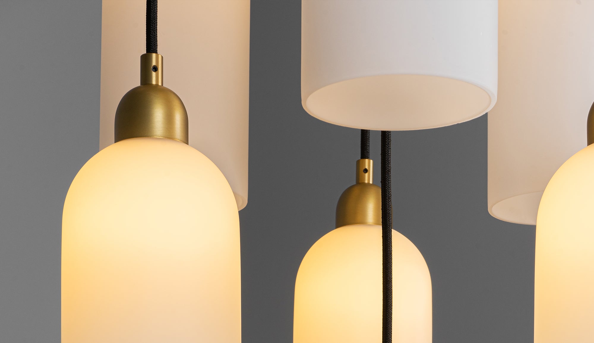 Schwung Odyssey Cluster 9 Light Chandelier - Opal Mat Glass