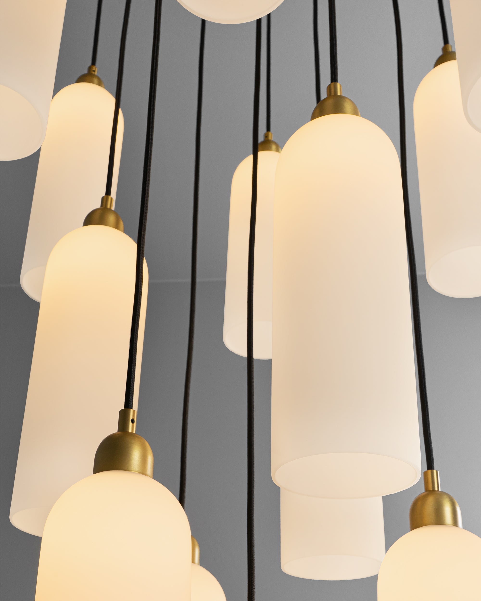 Schwung Odyssey Cluster 13 Light Chandelier - Opal Mat Glass