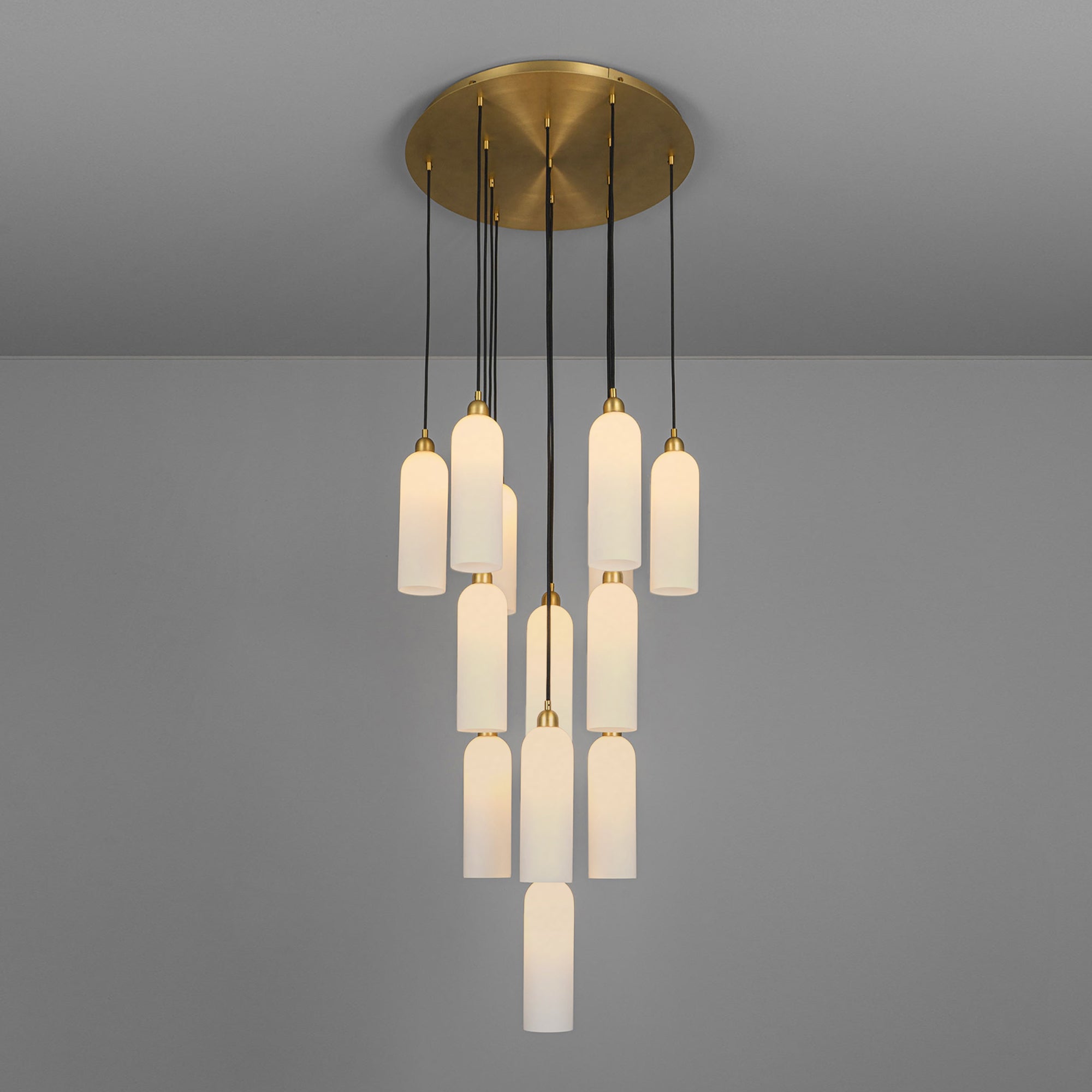 Schwung Odyssey Cluster 13 Light Chandelier - Opal Mat Glass