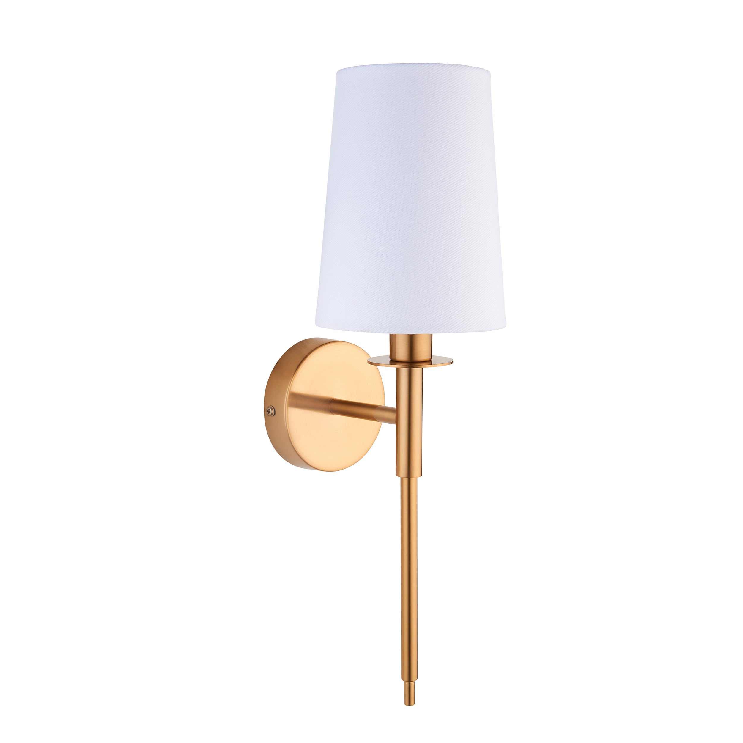 Utopia Elegant Single Wall Light  - Vintage Brass & White Fabric Shade