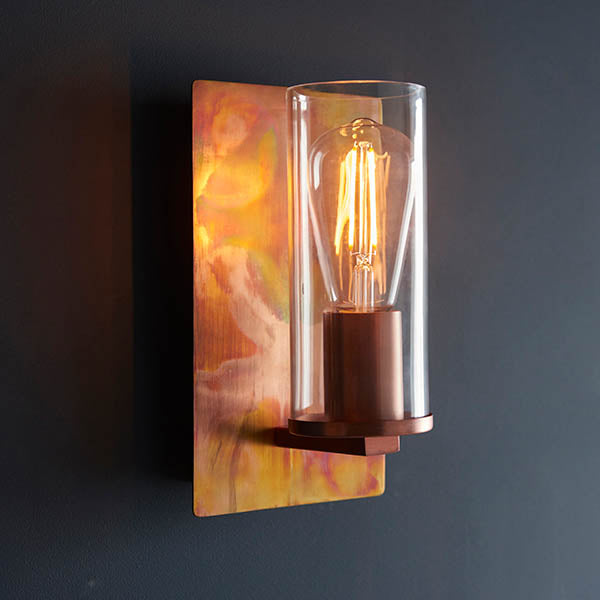 Utopia Swirl Wall Light - Copper Patina And Clear Glass