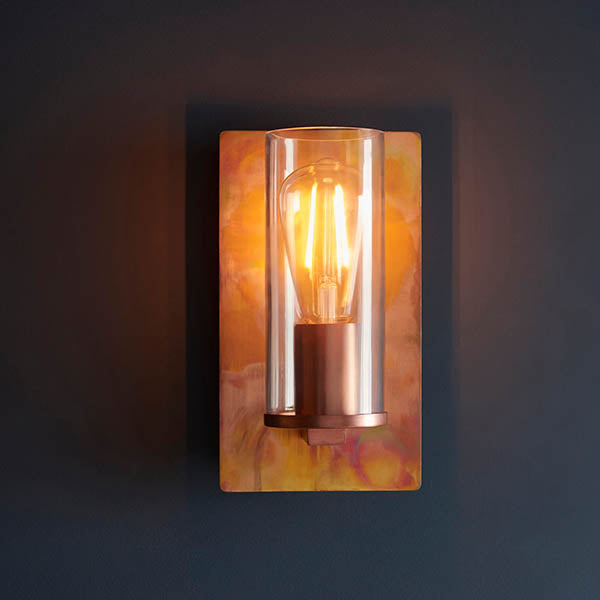 Utopia Swirl Wall Light - Copper Patina And Clear Glass