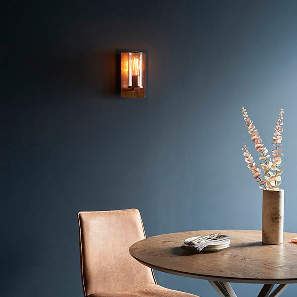 Utopia Swirl Wall Light - Copper Patina And Clear Glass