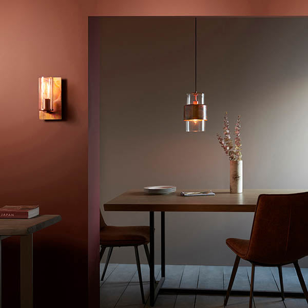 Utopia Swirl Wall Light - Copper Patina And Clear Glass