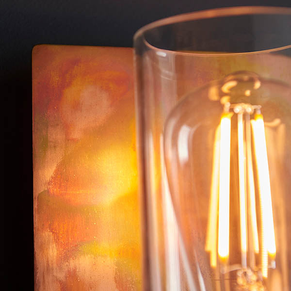 Utopia Swirl Wall Light - Copper Patina And Clear Glass
