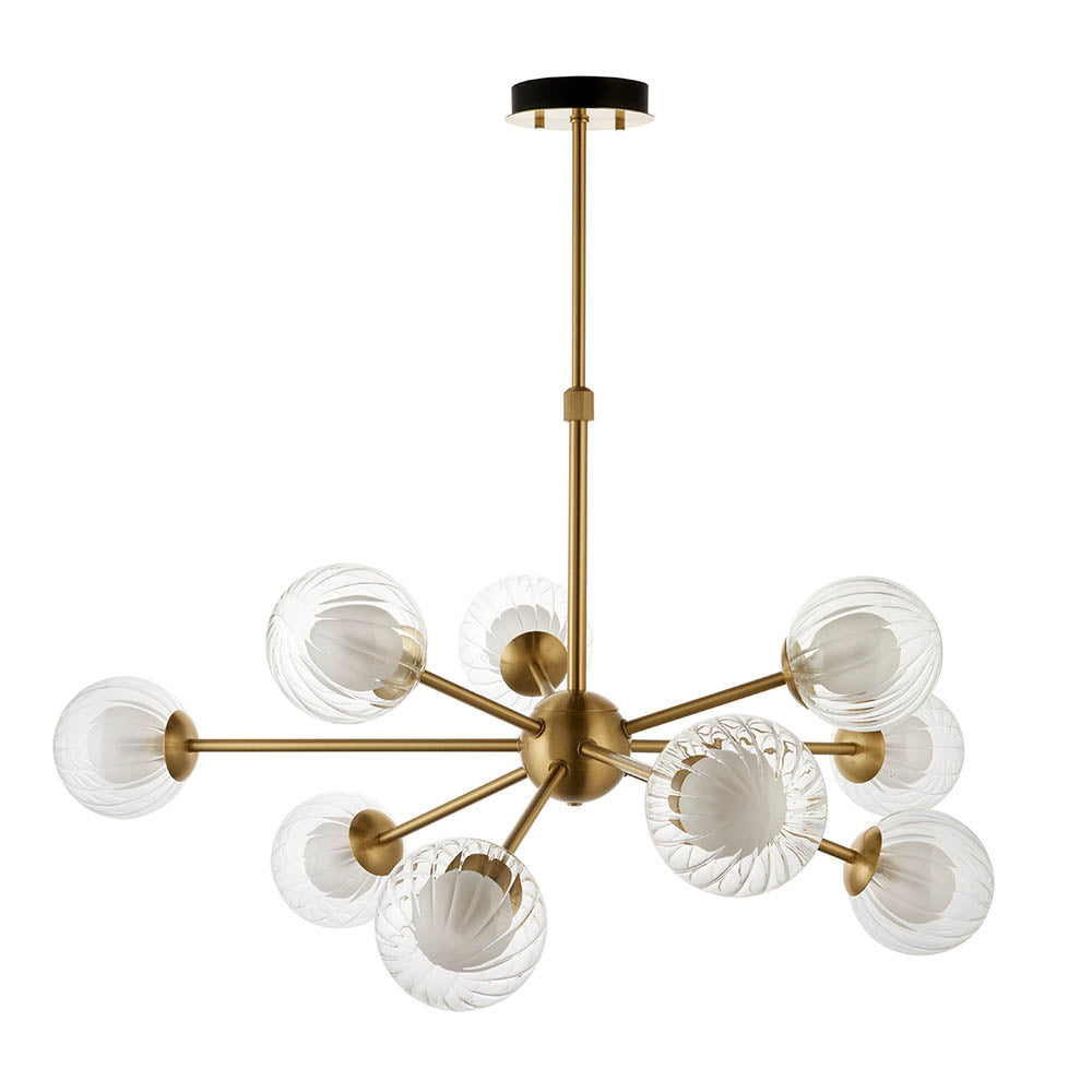 Utopia Matrix Round 9 Light Ceiling Semi Flush - Satin Brass & Glass