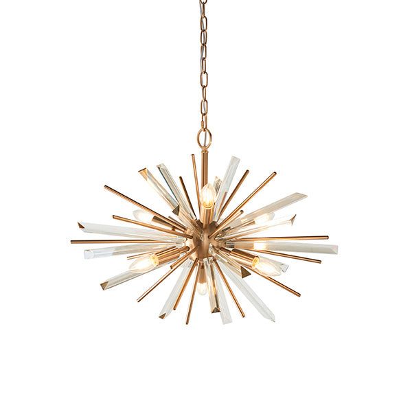 Utopia Spike 6 Light Pendant - Antique Brass - 60cm Diameter