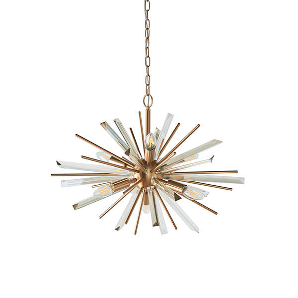 Utopia Spike 6 Light Pendant - Antique Brass - 60cm Diameter