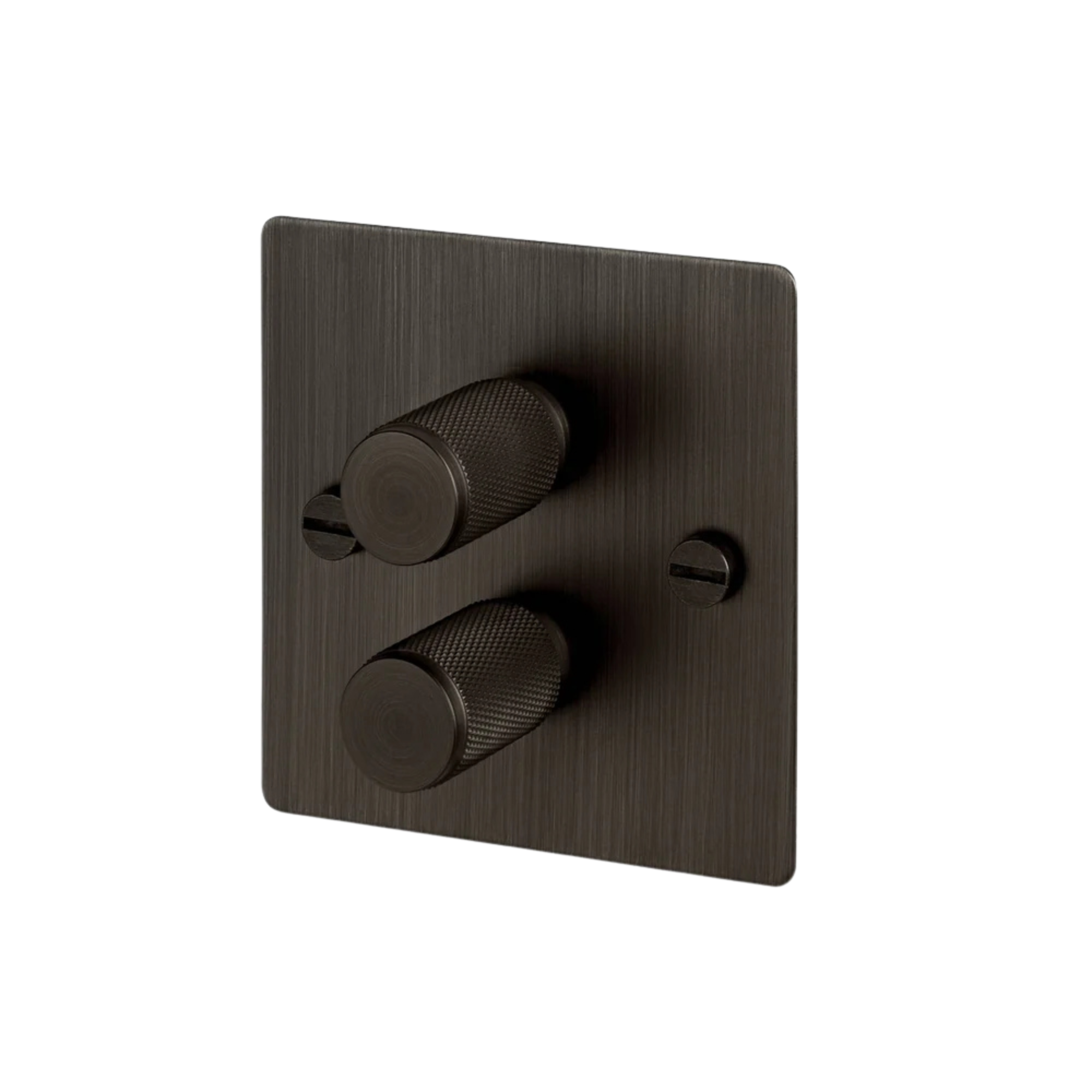 Buster + Punch 2G Dimmer Switch 120W - Smoked Bronze Back Plate & Cross Knurl Pattern