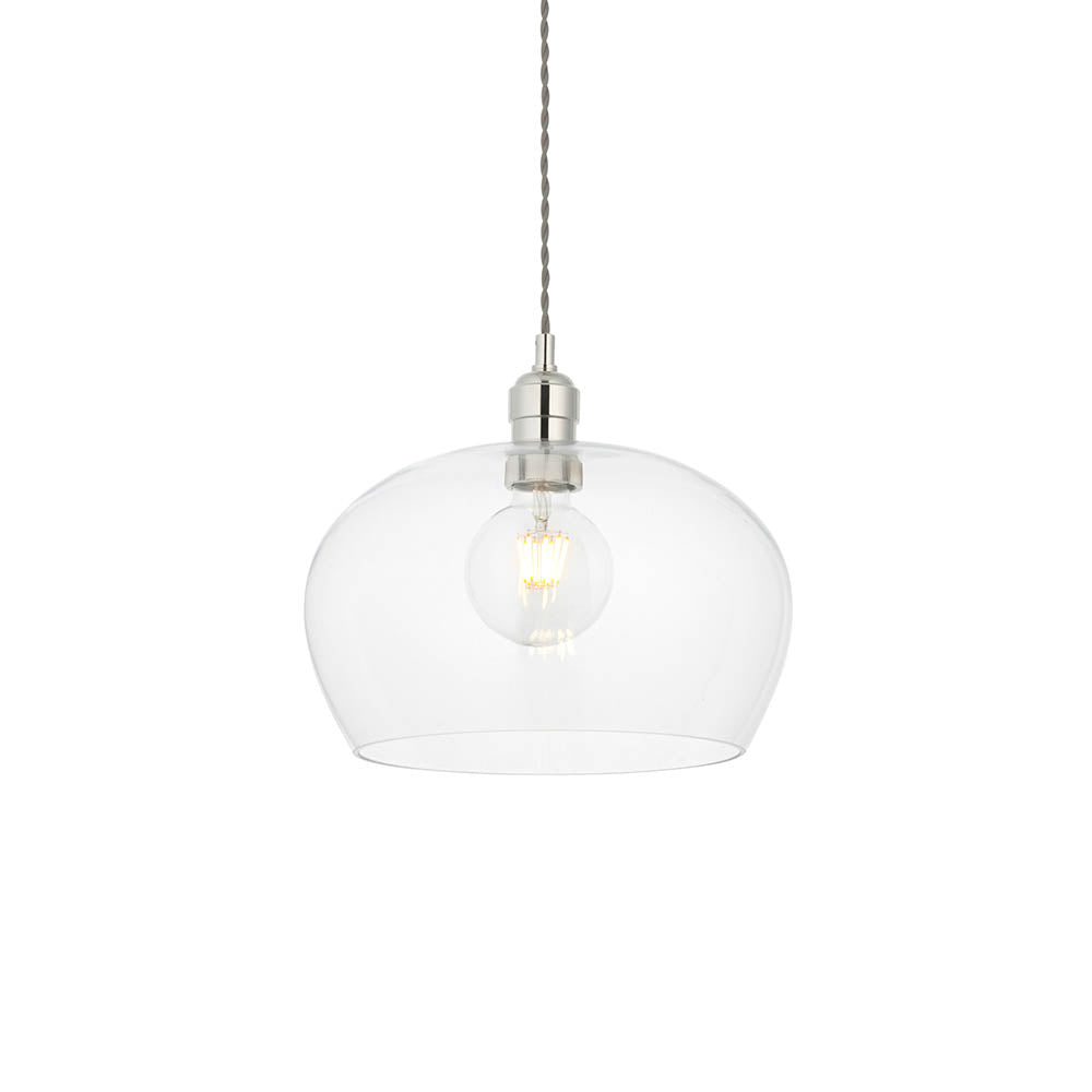 Utopia Walton Medium Ceiling Pendant - Bright Nickel & Clear Glass