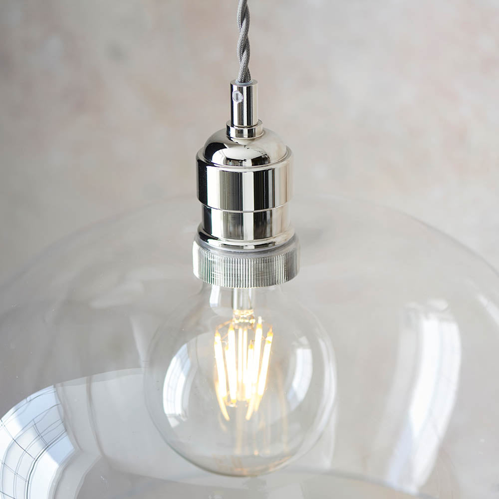 Utopia Walton Medium Ceiling Pendant - Bright Nickel & Clear Glass