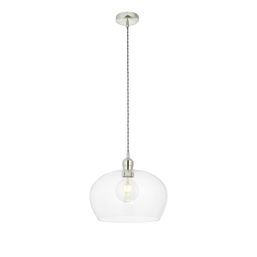 Utopia Walton Medium Ceiling Pendant - Bright Nickel & Clear Glass