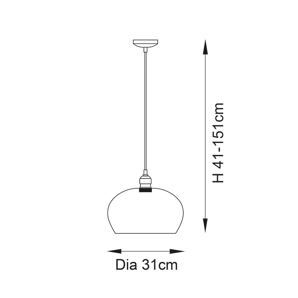 Utopia Walton Medium Ceiling Pendant - Bright Nickel & Clear Glass