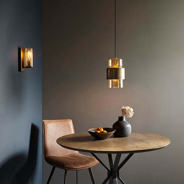 Utopia Swirl Single Pendant - Brass Patina With Champagne Tinted Glass