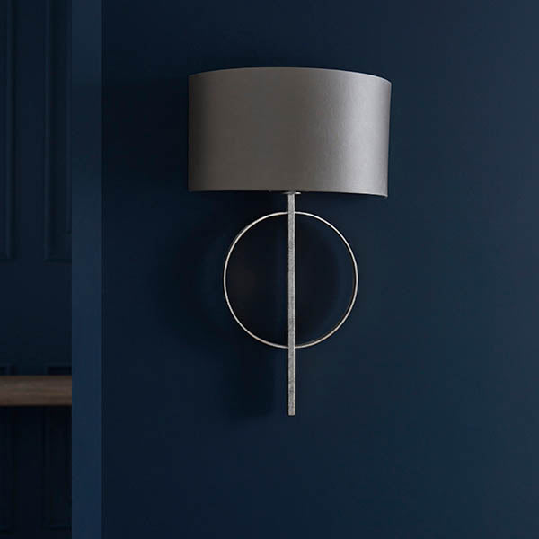 Utopia Interlink Wall Light - Antique Silver Leaf With Mink Shade