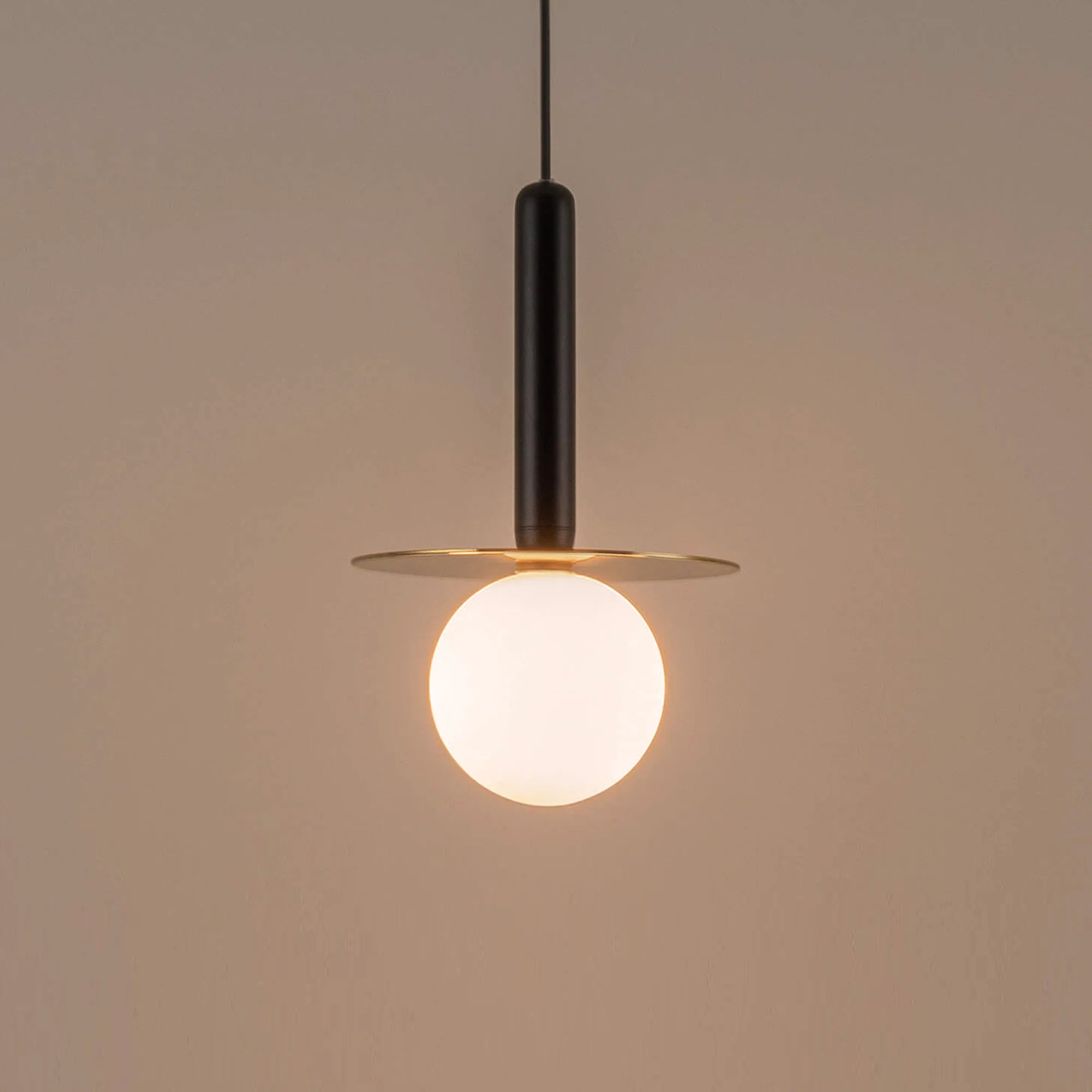 houseof. Plate Pendant Ceiling Light - Charcoal & Brass