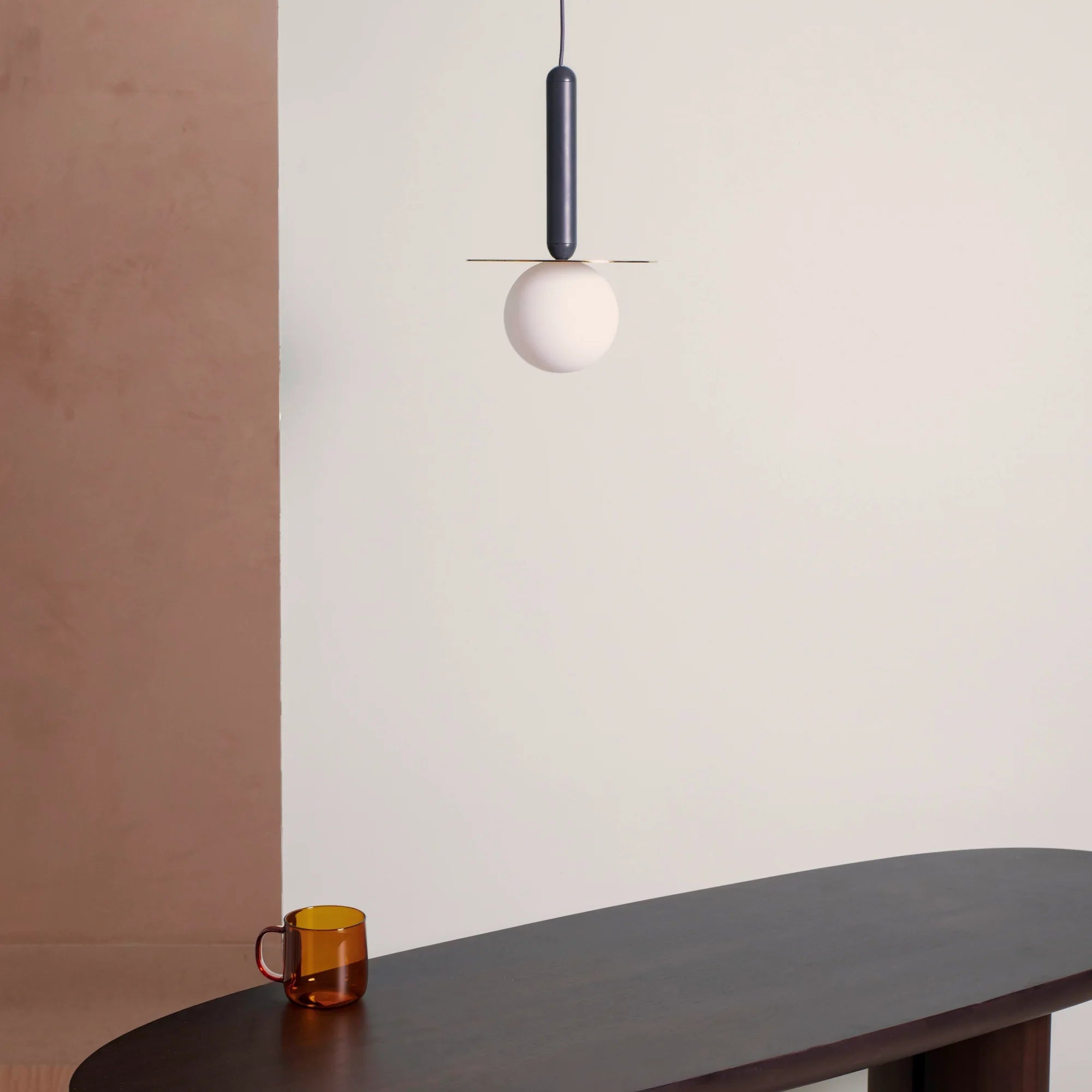 houseof. Plate Pendant Ceiling Light - Charcoal & Brass