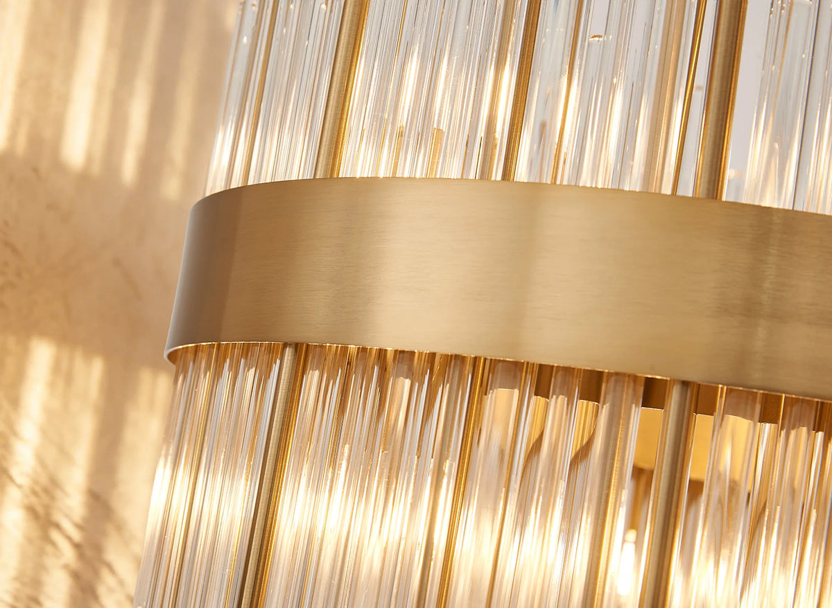 Fabula Kempton Glass Rod Round Pendant Light – Brass & Clear