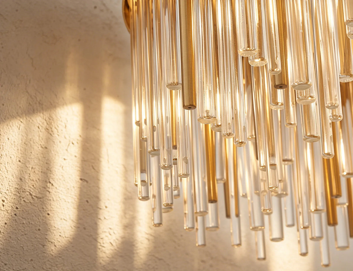 Fabula Kempton Glass Rod Round Pendant Light – Brass & Clear