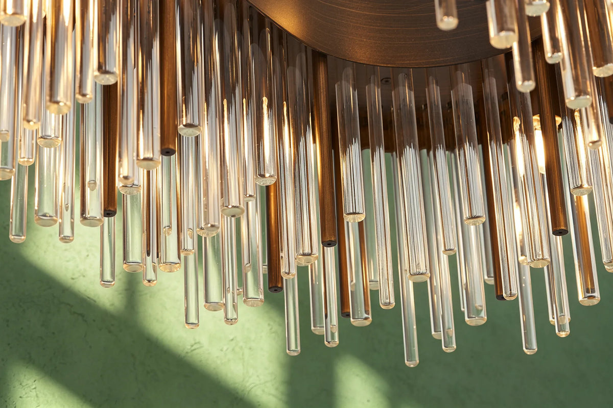 Fabula Kempton Glass Rod Oblong Pendant Light – Painted Matt Bronze & Clear