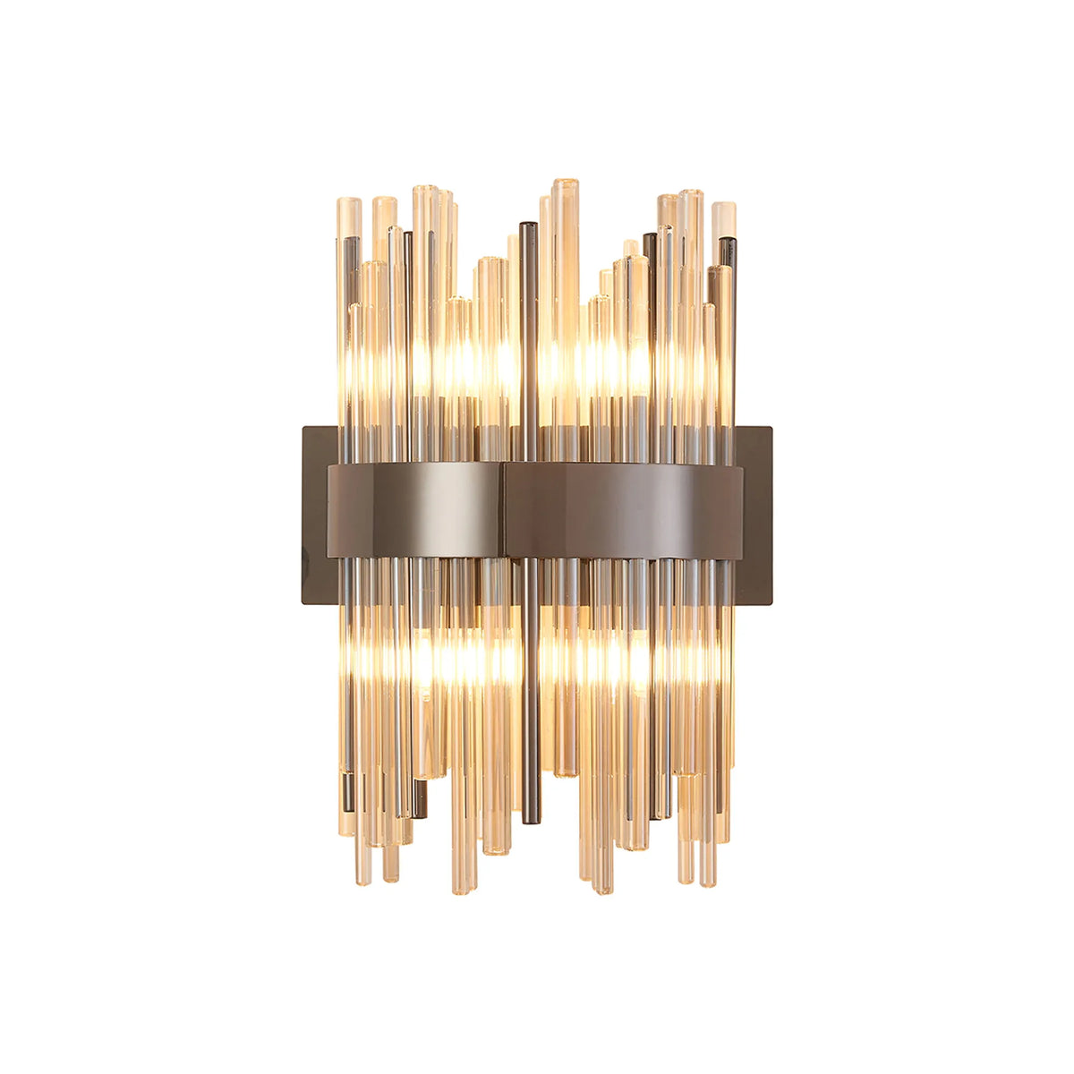 Fabula Kempton Glass Rod Wall Light – 21 cm – Black Chrome & Cognac 21 cm