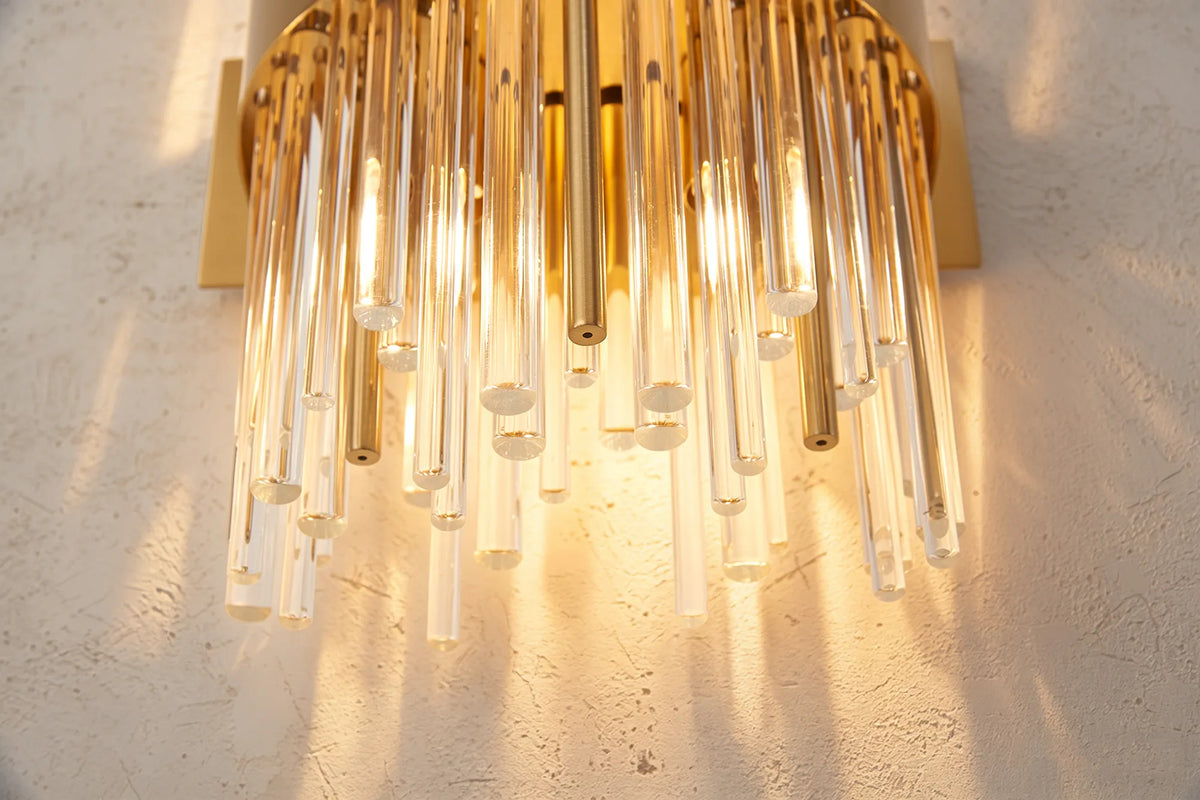 Fabula Kempton Glass Rod Wall Light – 21 cm – Brass & Clear