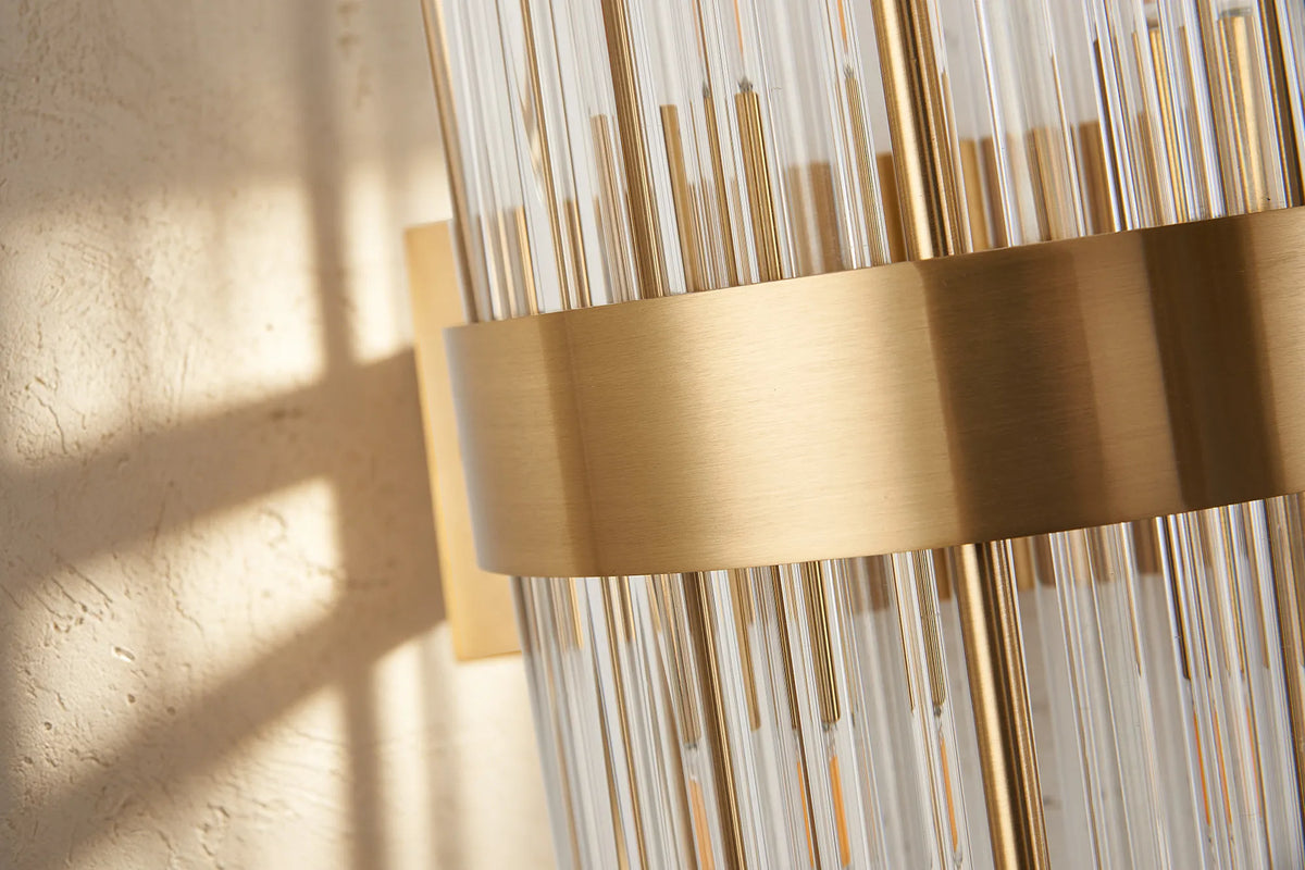 Fabula Kempton Glass Rod Wall Light – 21 cm – Brass & Clear