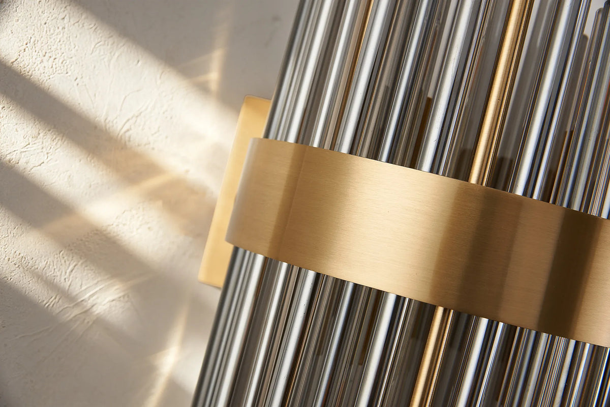 Fabula Kempton Glass Rod Wall Light – 21 cm – Brass & Smoke