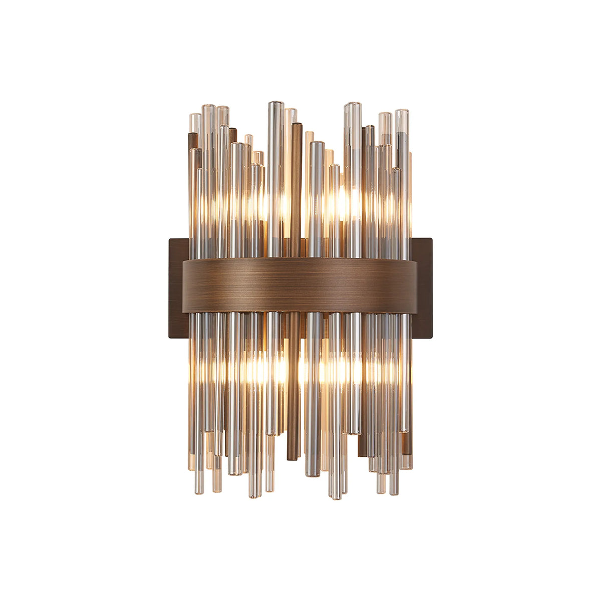 Fabula Kempton Glass Rod Wall Light – 21 cm – Painted Matt Bronze & Smoke 21 cm