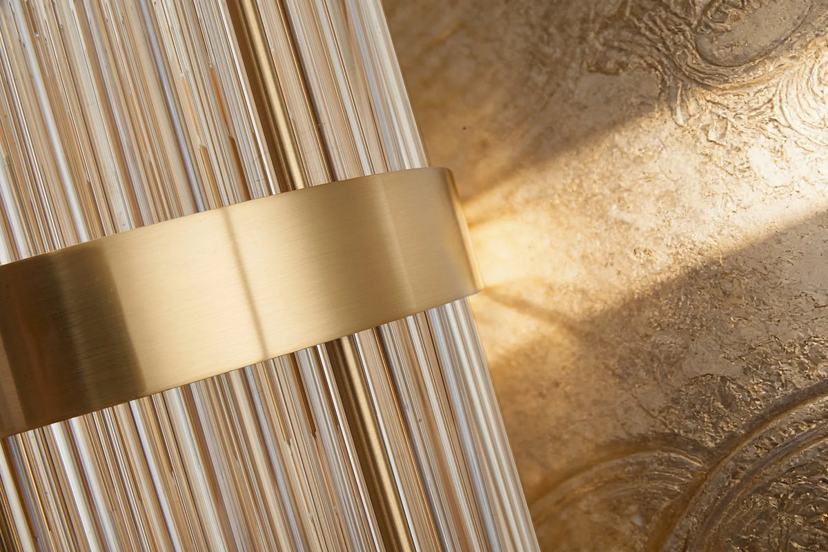 Fabula Kempton Glass Rod Table Lamp – 26 cm – Brass & Cognac