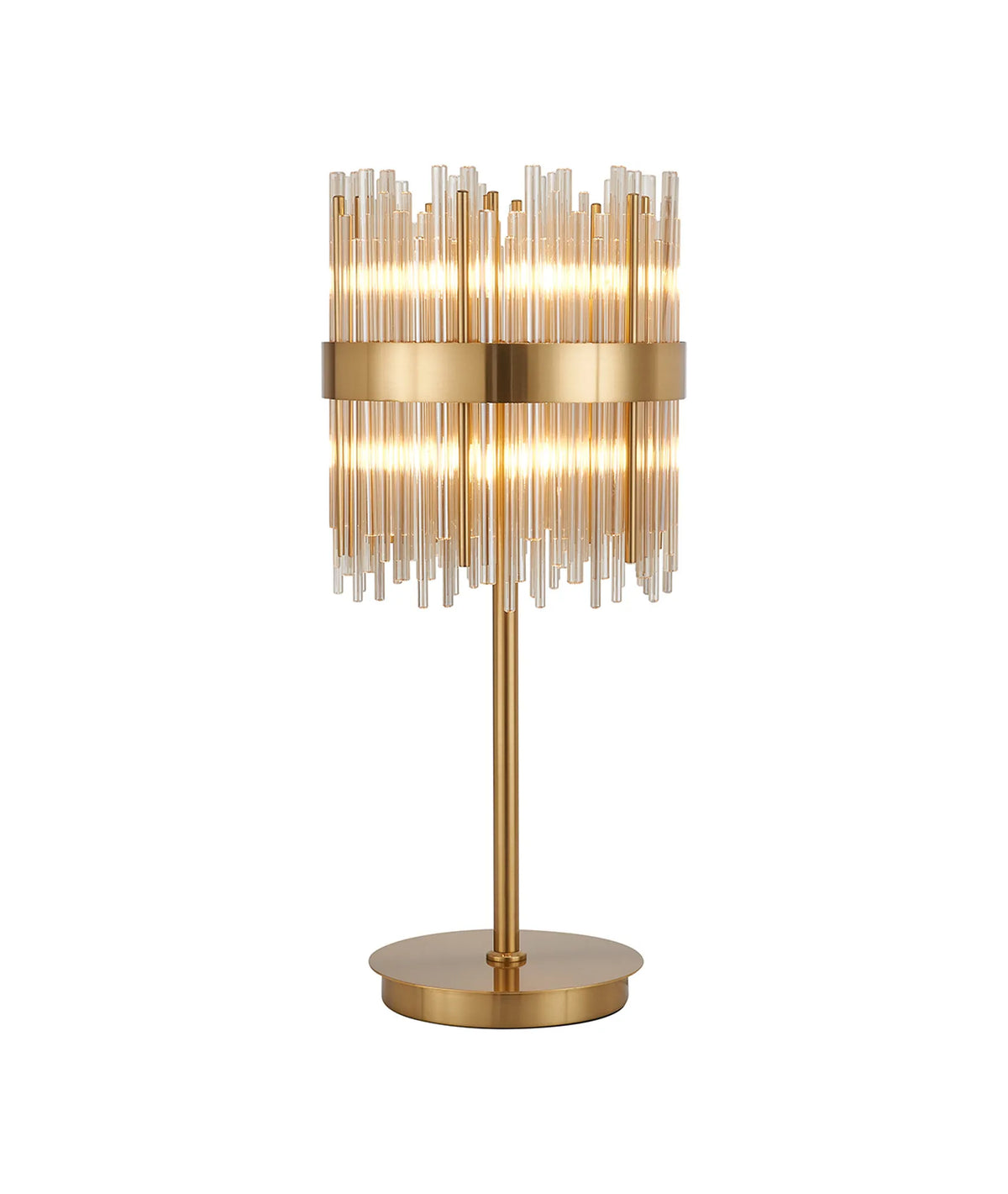 Fabula Kempton Glass Rod Table Lamp – 26 cm – Brass & Cognac 26 cm