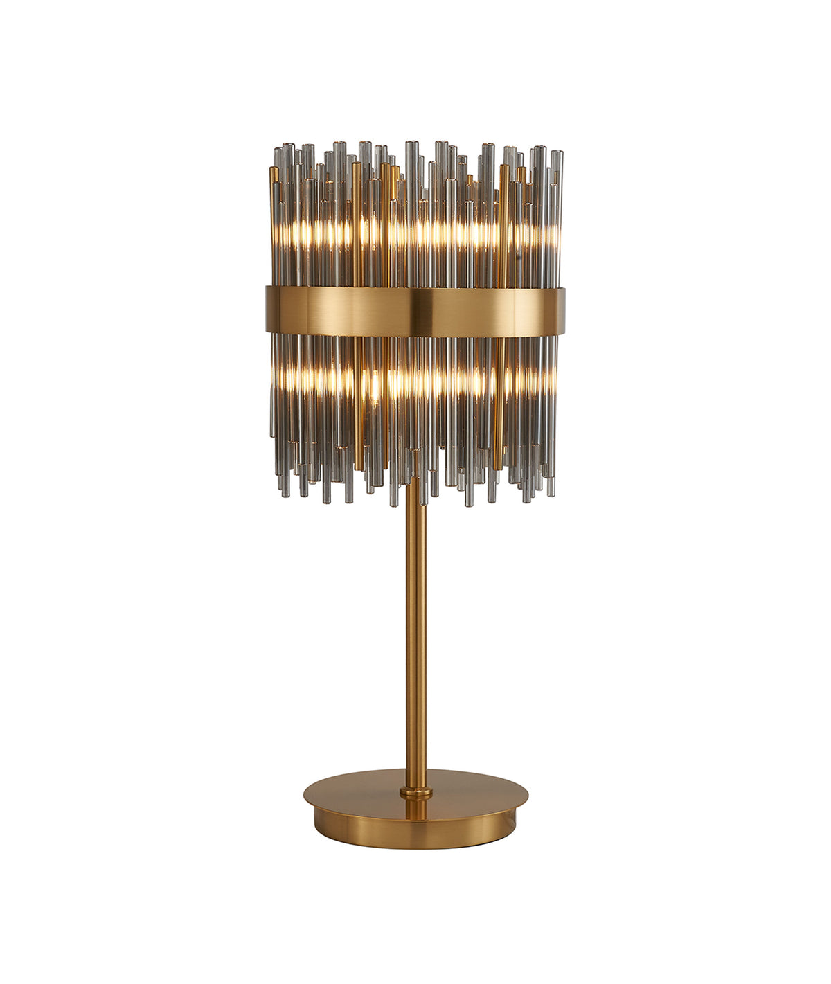 Fabula Kempton Glass Rod Table Lamp – 26 cm – Brass & Smoke 26 cm