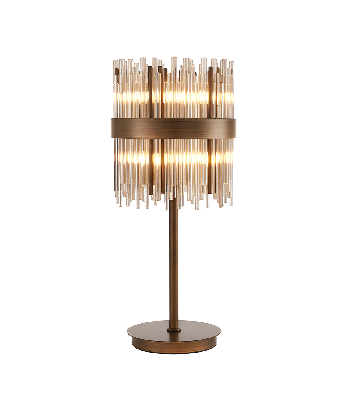 Fabula Kempton Glass Rod Table Lamp – 26 cm – Painted Matt Bronze & Cognac 26 cm